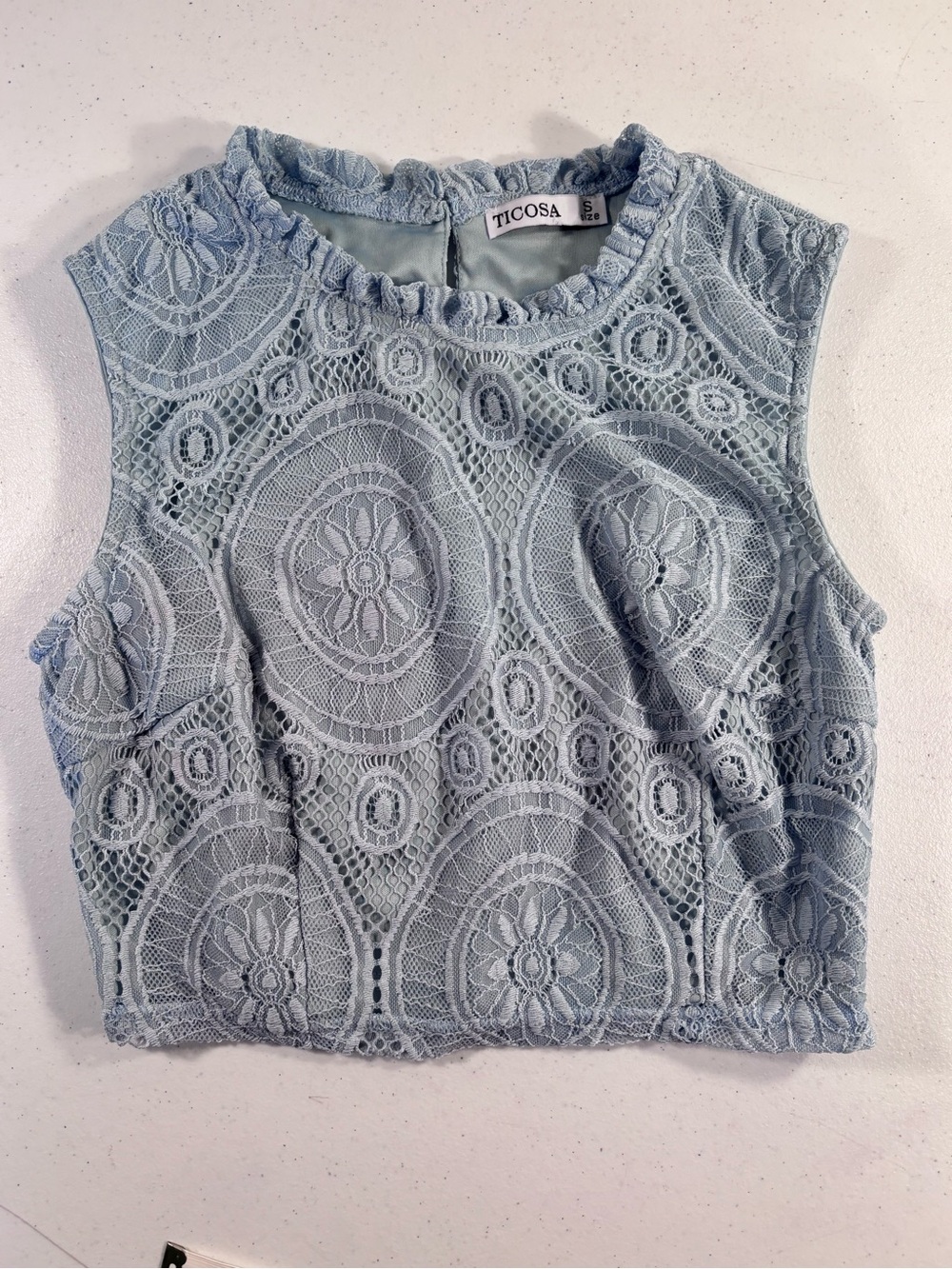 Ticosa Women's Light Blue Lace Crop Top